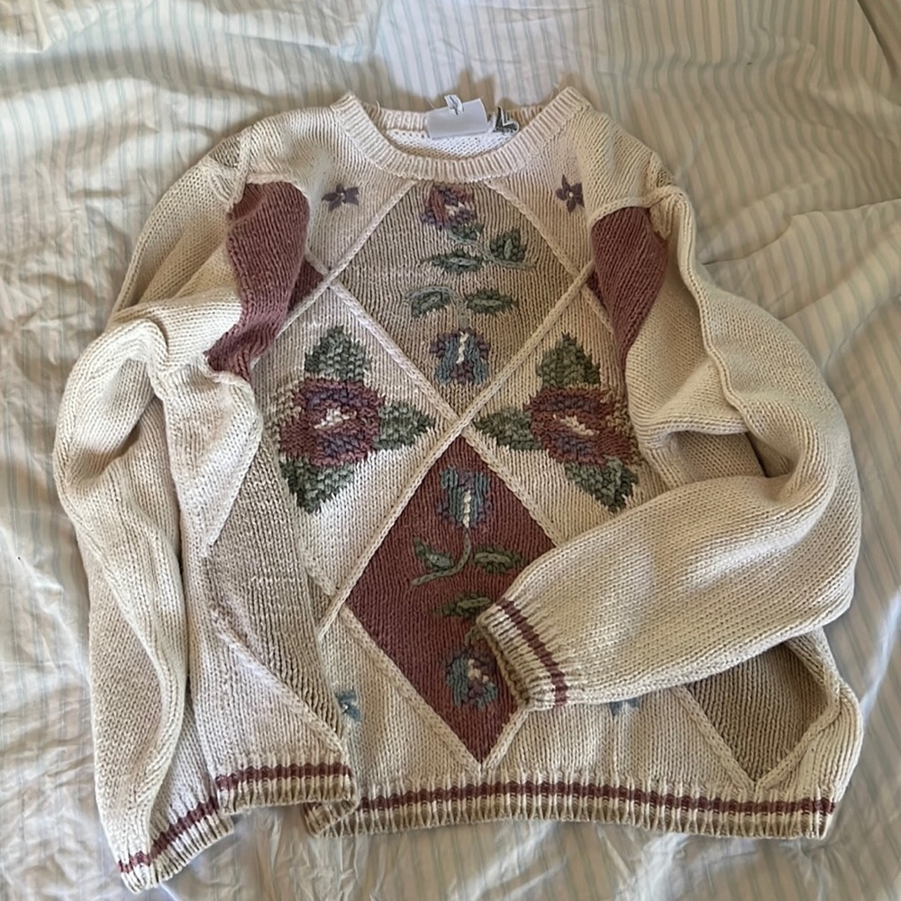 grandma core patchwork sweater